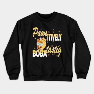 Paws-itively Boba-tastic Biting Cat Crewneck Sweatshirt